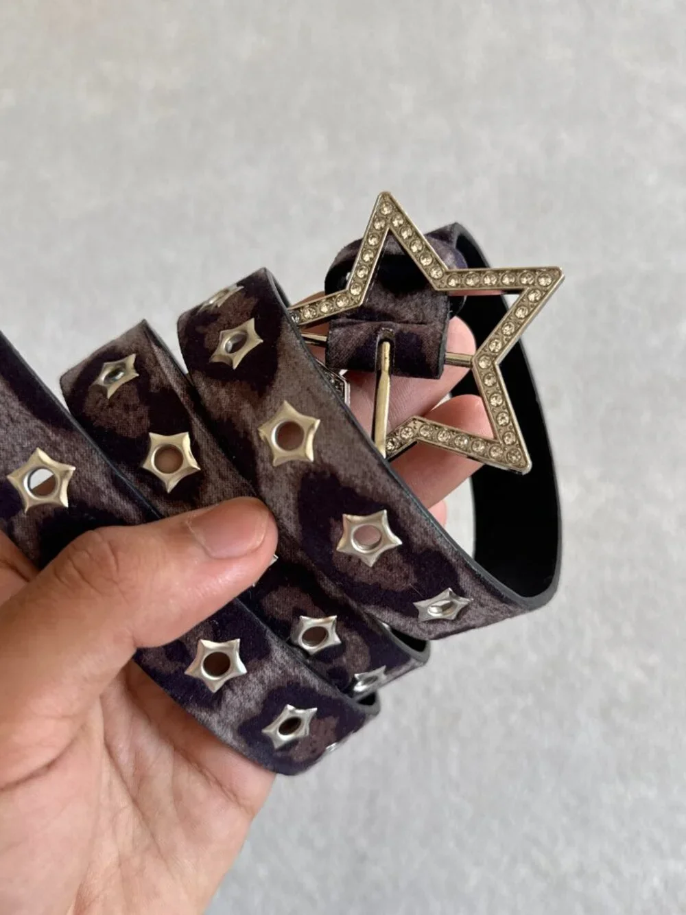 Brown Cheetah Rhinestone Star Belt